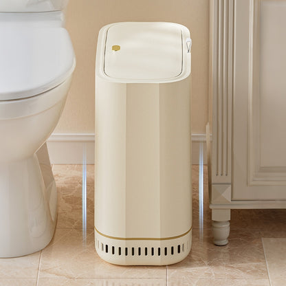 Self-Adsorption Rubbish Bin with Lid Trash Can Trash Bin Beige