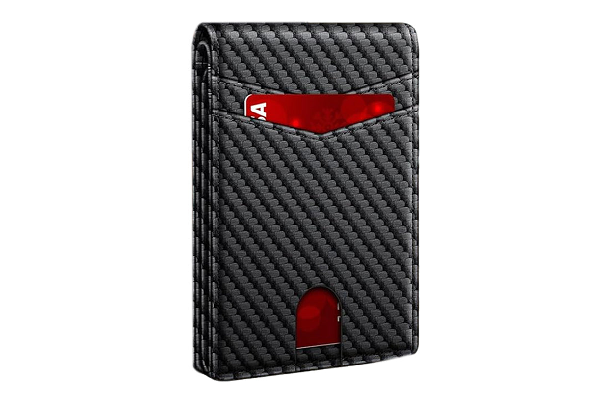 2Pcs Men Slim RFID Shielding Microfiber Wallet Credit Card Holder Money Clip