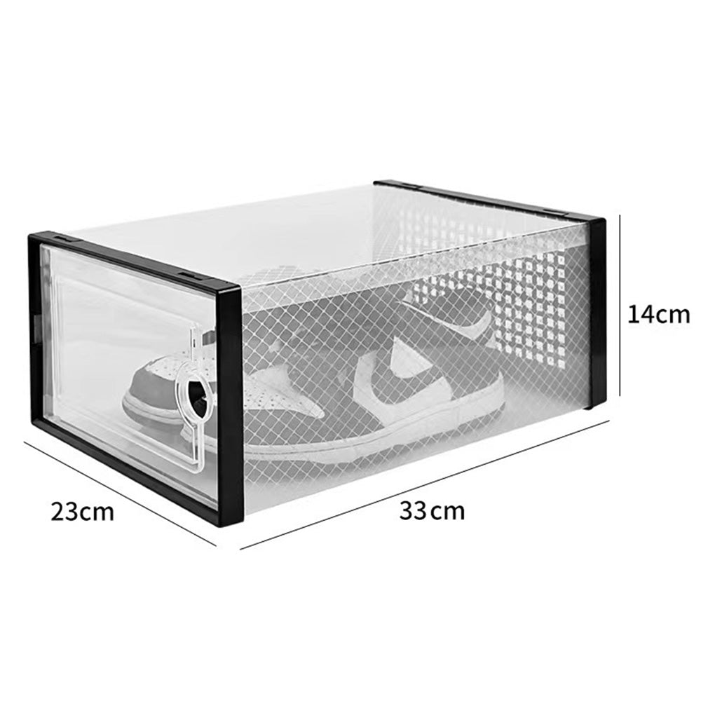 2 Pcs Clear Stackable Shoe Boxes Plastic Sneaker Containers for Closet Under Bed-Grey