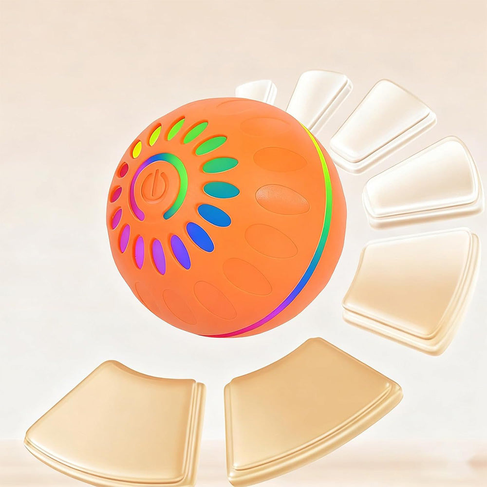 Interactive Dog Ball Toy Smart Moving Bouncing Dog Ball with LED Lights for Dogs Puppies-Orange