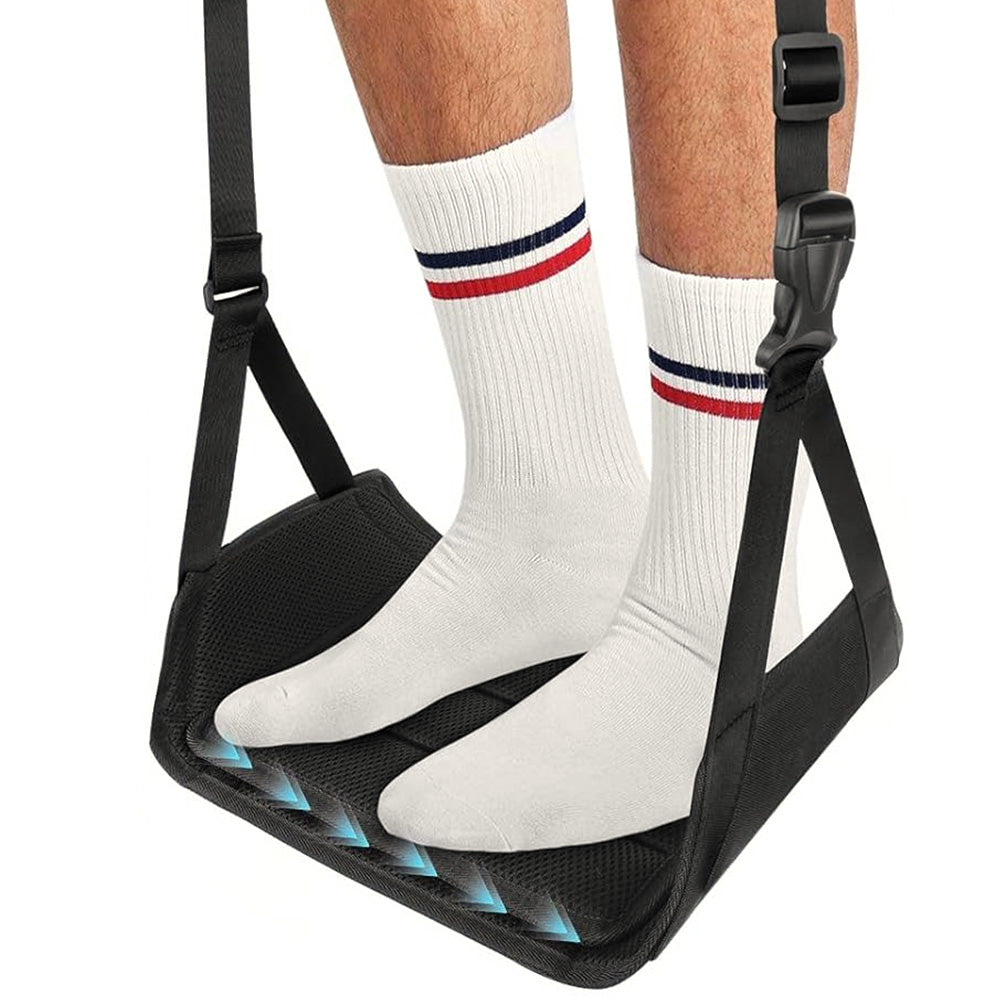 Airplane Foot Hammock Travel Foot Rest for Plane with Adjustable Strap