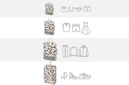 4 Pcs Travel Packing Cubes Set Space-Saving Expandable Compression Packing Cubes -Leopard?Print