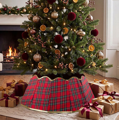 75cm Round Foldable Christmas Tree Skirt with Gold Trim