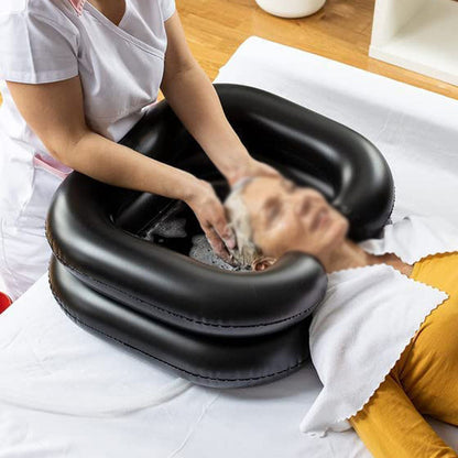 Inflatable Shampoo Basin Portable Hair Washing Tub for Haircut Dye Hair Wash Black