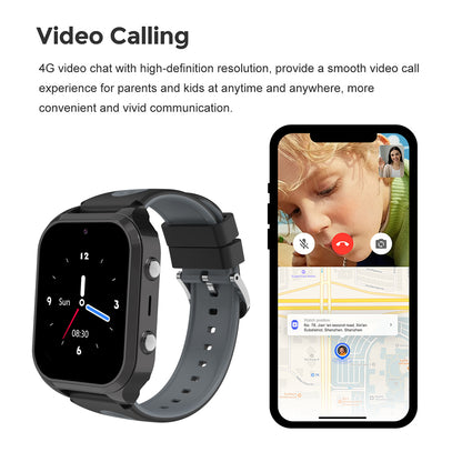 4G Smart Watch For Kids Water-resistant Video Call Positioning Alarm HD Touchscreen Smartwatch-Black