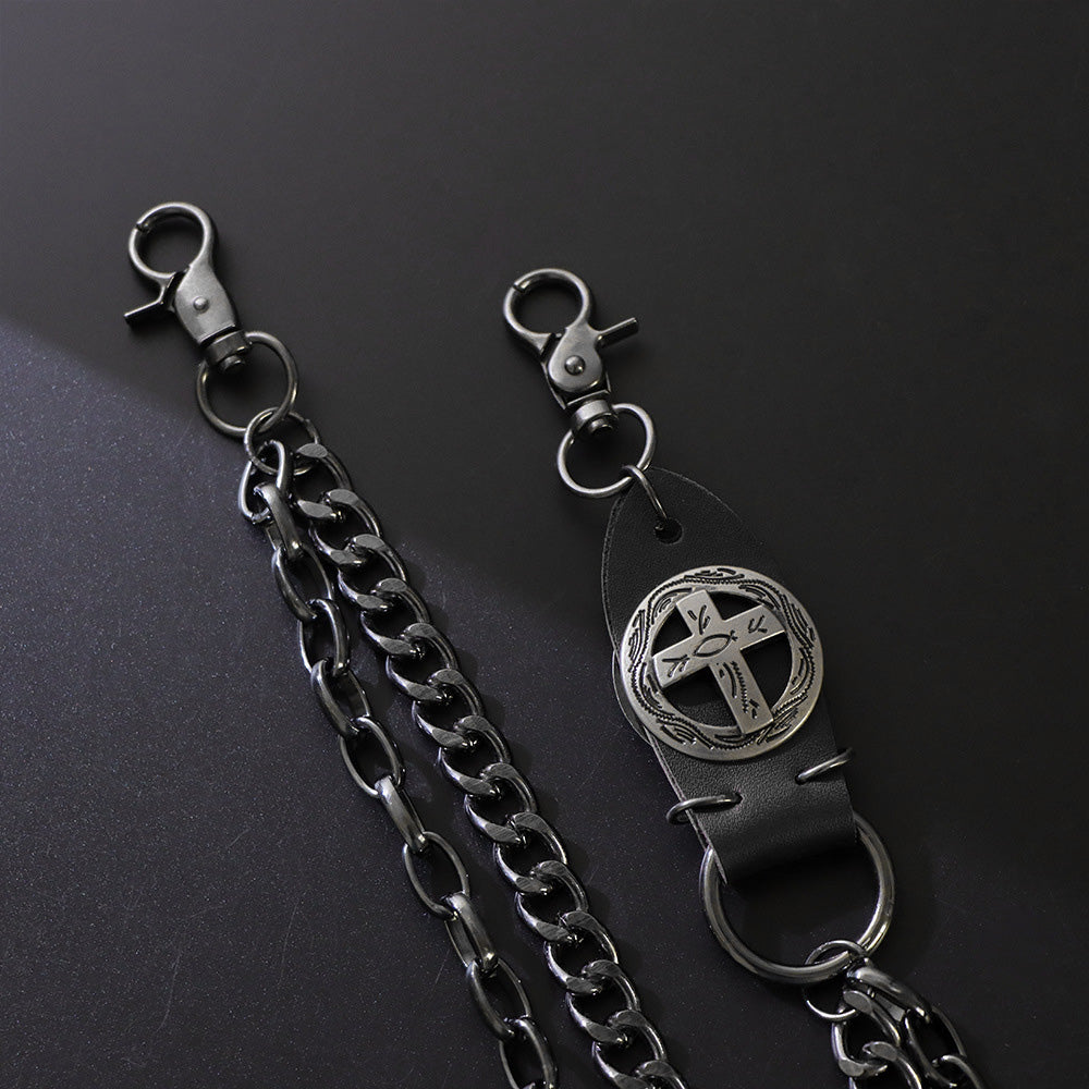 Punk Pant Chain Key Jean Wallet Chain - Double-layer Black