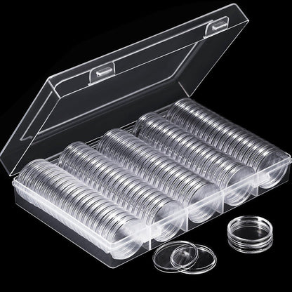 100 Pieces 30mm Coin Capsules Coin Holders Round Coin Protectors with Storage Organizer Box for Coin Collection Supplies