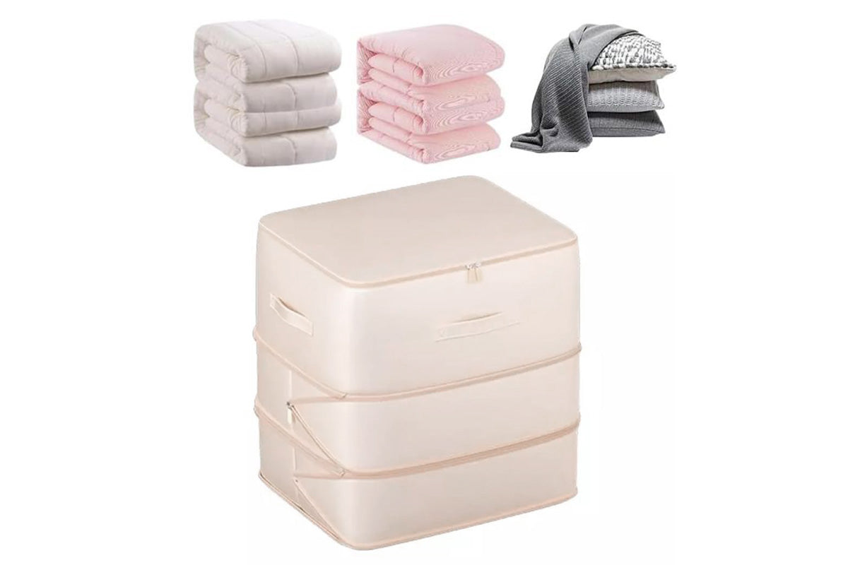 2Pcs 3 Layer Ultra Space Saving Self Compression Organizer Heavy Duty Moving Storage Bag-Grey