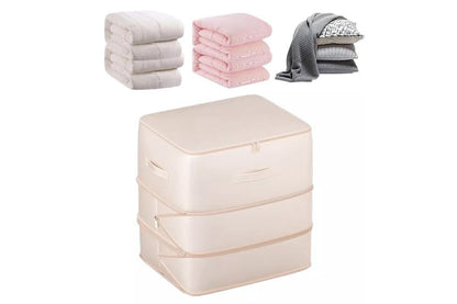 2Pcs 3 Layer Ultra Space Saving Self Compression Organizer Heavy Duty Moving Storage Bag-Grey