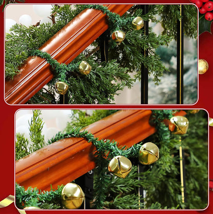 25 Christmas Wreath Twist Ties with Bells for Garland and Railings - Gold