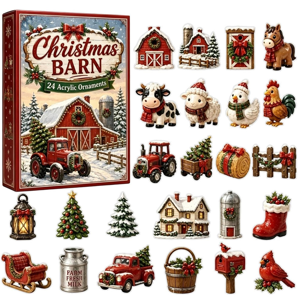 Christmas Advent Calendar 2D Acrylic Pickup Truck Ornaments - Cow