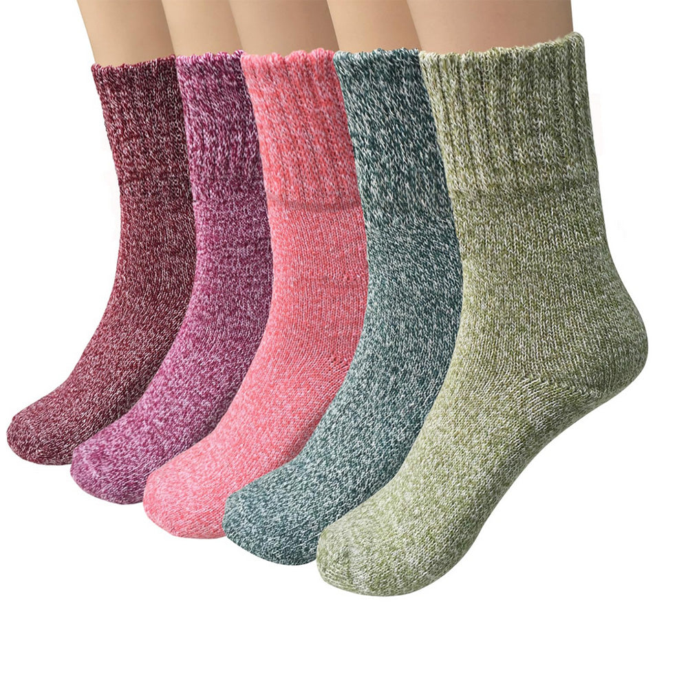 5 Pairs of Vintage Winter Socks Soft Warm Thick Crew Socks for Men Women Style 1