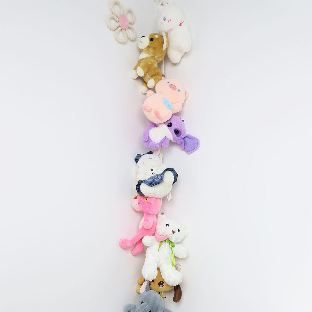 Hanging Storage Chain with 20 Metal Clips for Stuffed Toy Boho Plush Animal Hammock Corner for Room Decor