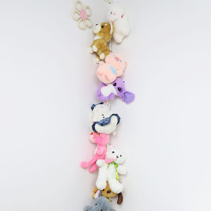 Hanging Storage Chain with 20 Metal Clips for Stuffed Toy Boho Plush Animal Hammock Corner for Room Decor