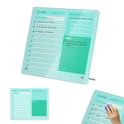 Thick Acrylic Dry Erase Board for Desk Planner with Stand-Green