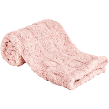 Cozy Fleece Blanket Heart Checkered Blanket for Sleeping Napping Pink