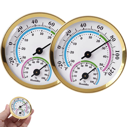 2Pcs 58mm Aluminum Thermometer & Hygrometer Gauge