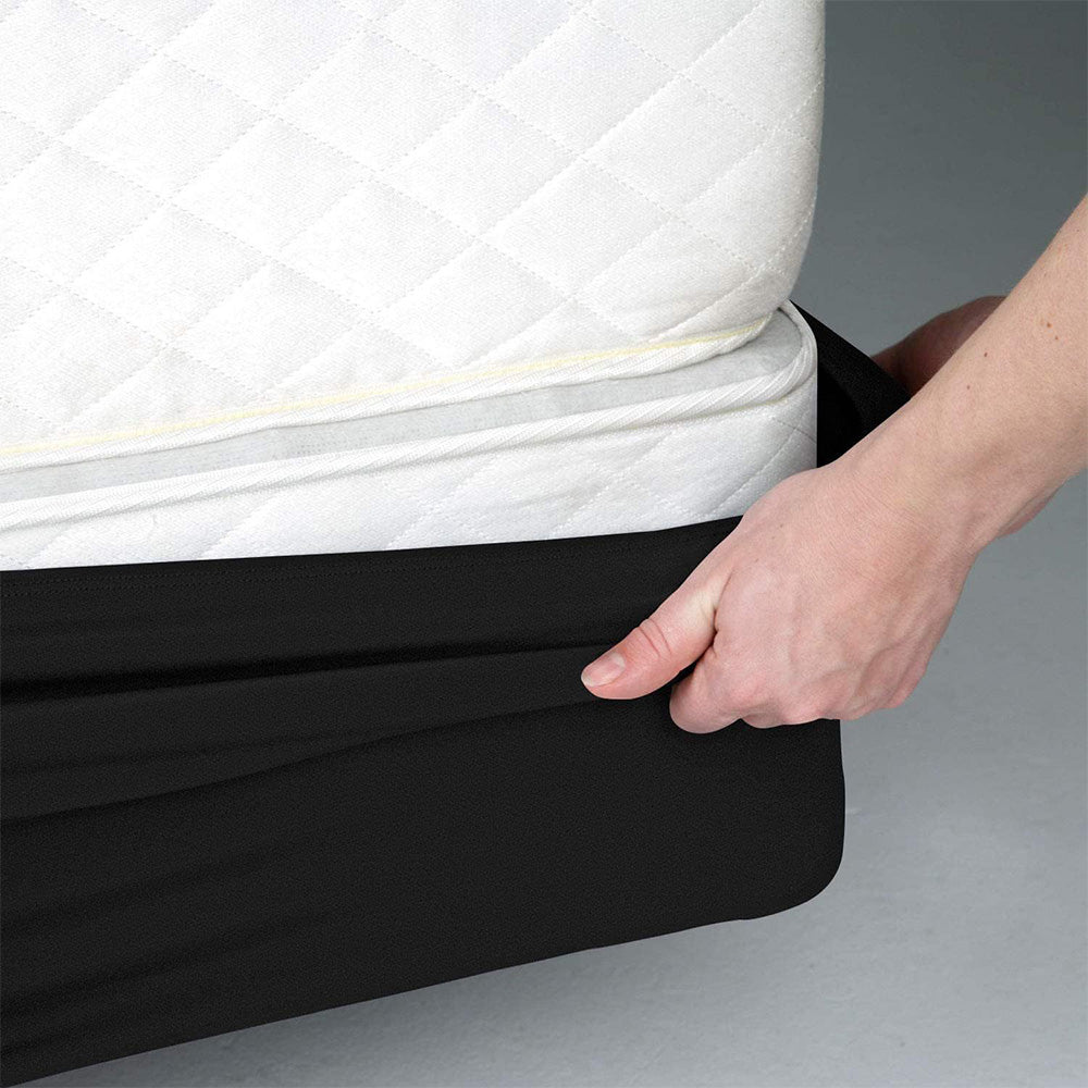 Elastic Box Spring Mattress Foundation Cover -Black