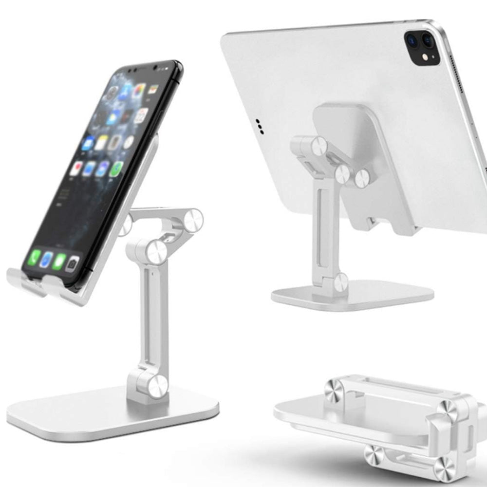 Foldable Desktop Stand for Tablet Cell Phone Adjustable Ergonomic Holder Mount White