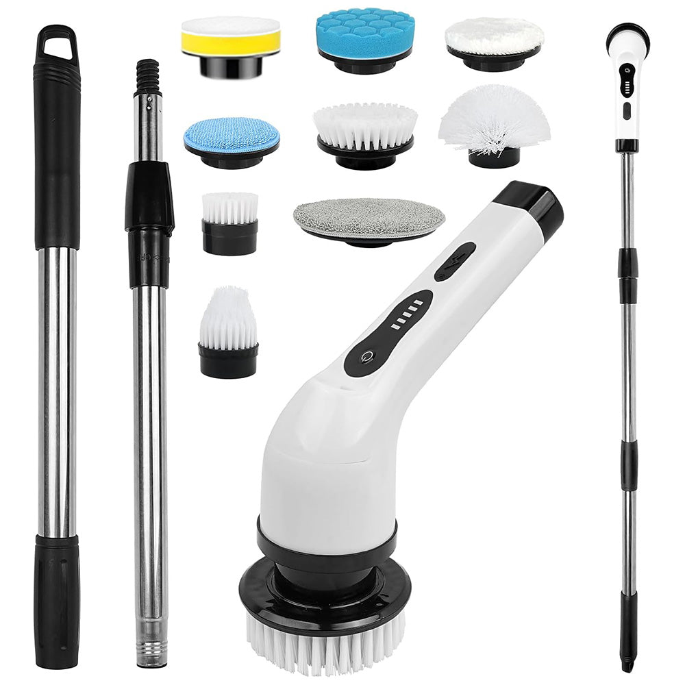 Cordless Electric Spin Scrubber with 9 Replaceable Brush Heads and Extendable Pole for Home Use