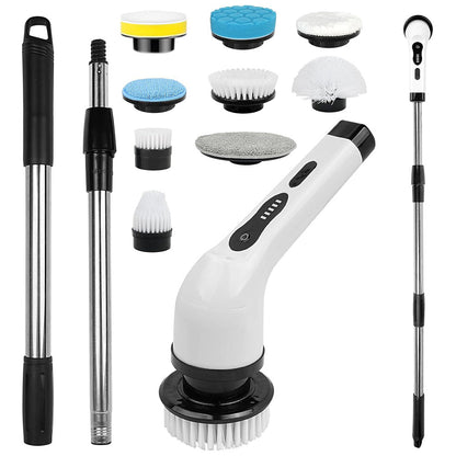 Cordless Electric Spin Scrubber with 9 Replaceable Brush Heads and Extendable Pole for Home Use