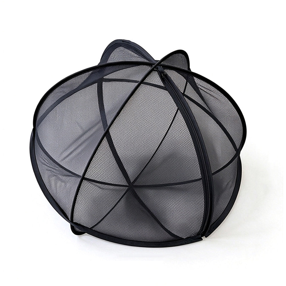 Foldable Pet Tent Bed Pop Up Mesh Enclosure for Cats Small Dogs Black 70cm