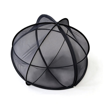 Foldable Pet Tent Bed Pop Up Mesh Enclosure for Cats Small Dogs Black 70cm