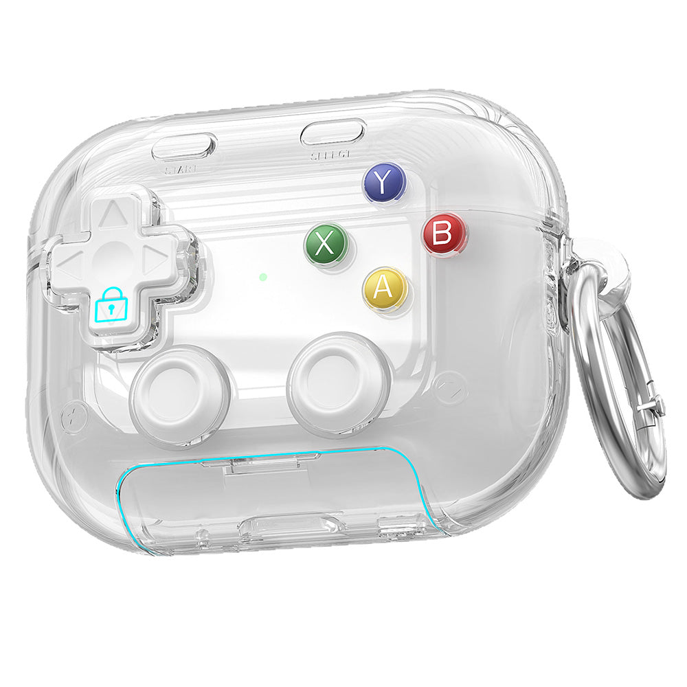 Case Cover with Lock Button and Phone Stand Protective Case for AirPods 4-White