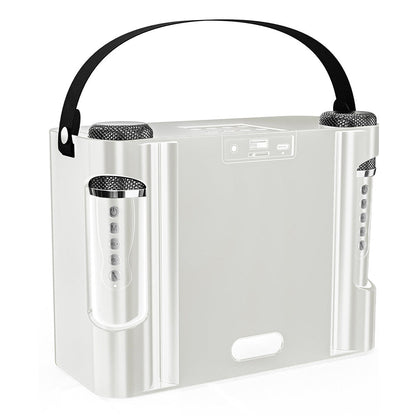 Portable Bluetooth 5.3 Speaker with 2 Wireless Microphones Home Karaoke Speaker Machine White