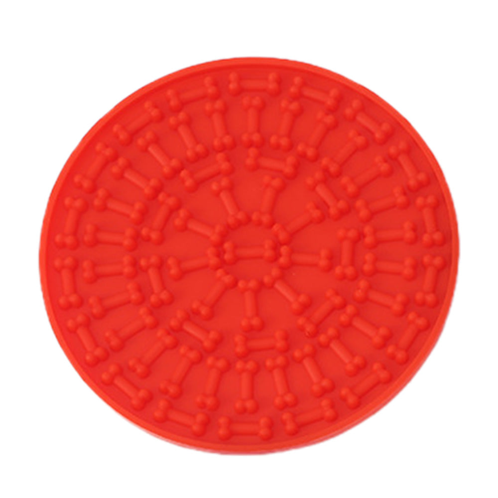 Dog Lick Pad Bath Washing Buddy Suction Grooming Pad Helper Slow Feeder Mat-Red