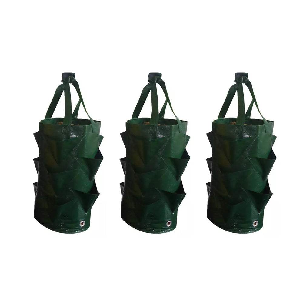 3 Pcs Reusable Durable Hanging Strawberry Grow Bag Green