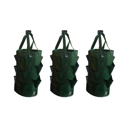 3 Pcs Reusable Durable Hanging Strawberry Grow Bag Green