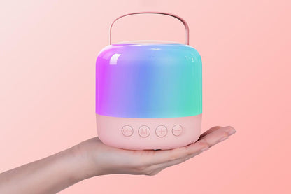 Mini Karaoke Machine for Adults Portable Bluetooth Speaker with 2 Wireless Microphones Christmas Birthday Holiday Toy Gifts-Pink