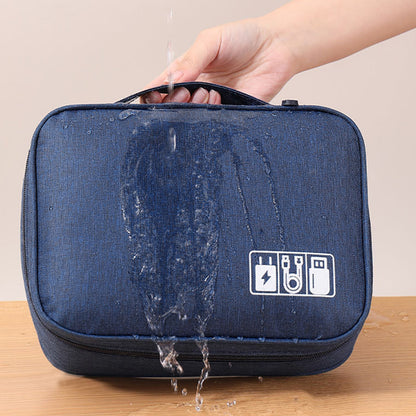 Large Digital Electronics Travel Organizer Bag with Adjustable Dividers - Navy
