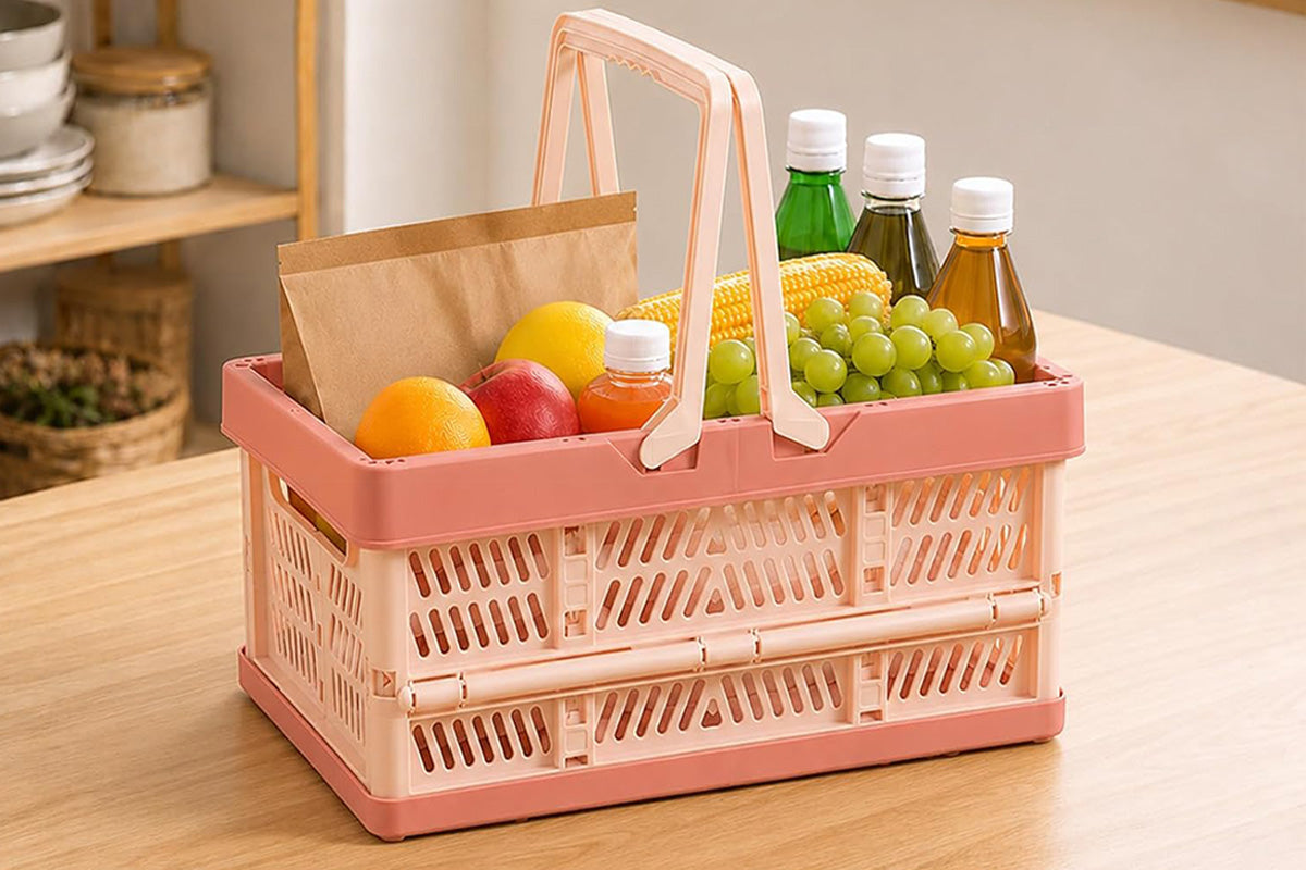 Portable Foldable Storage Basket-Pink