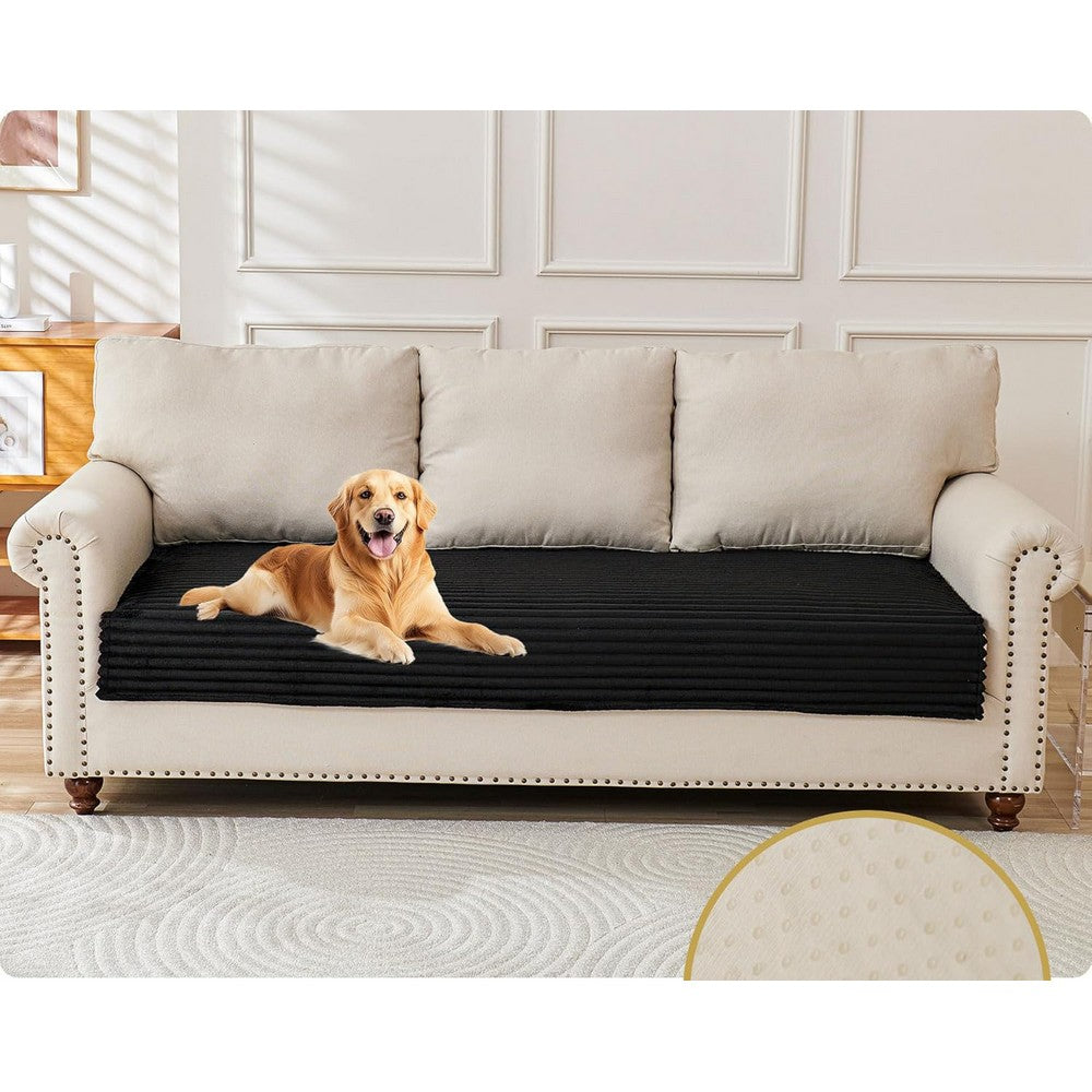 Waterproof Couch Cover for Dogs Washable Faux Fur Pet Couch Covers for Sofa-Dark Grey