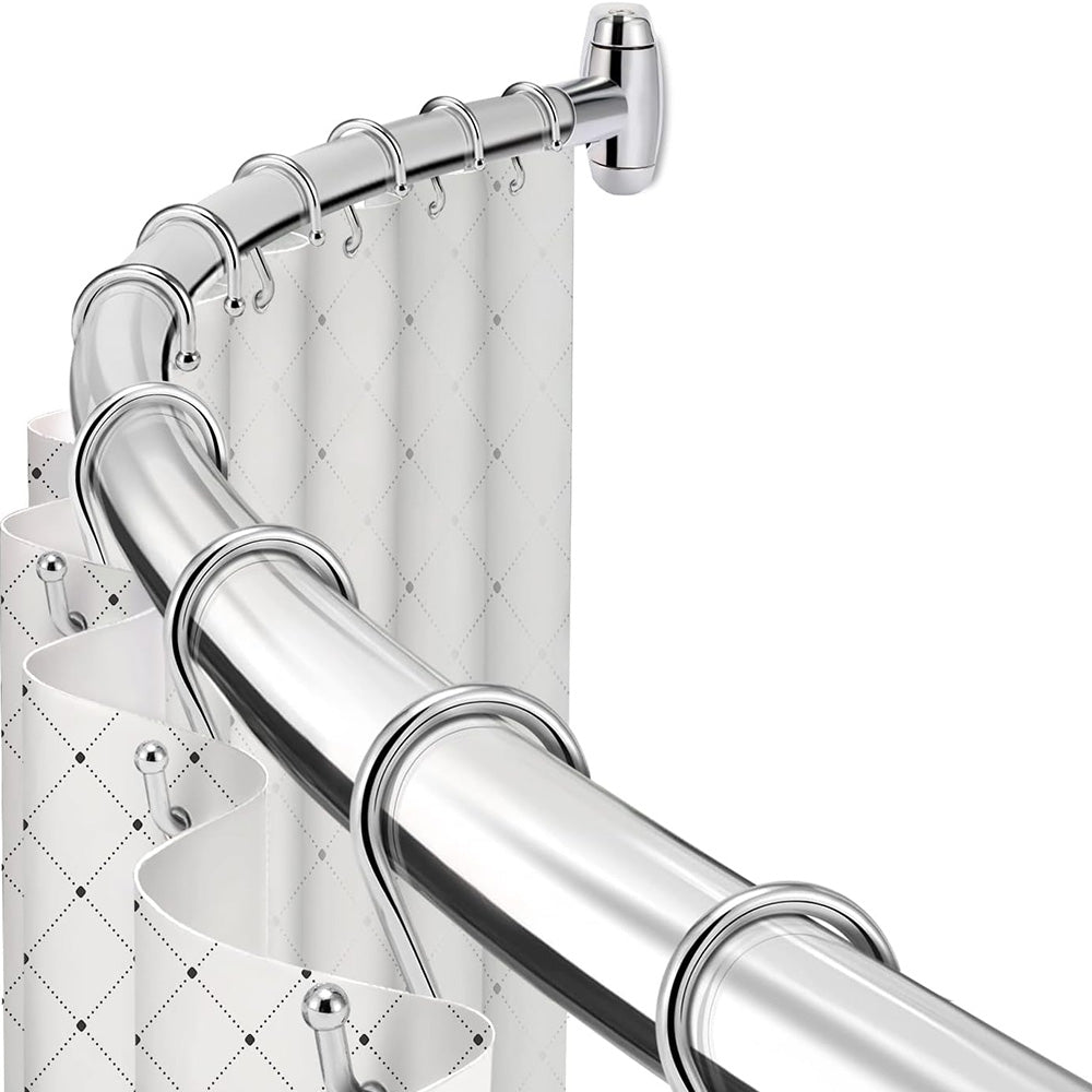 Curved Stainless Steel Shower Curtain Rod for Bathroom and Bathtub Silver
