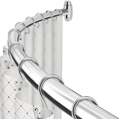 Curved Stainless Steel Shower Curtain Rod for Bathroom and Bathtub Silver