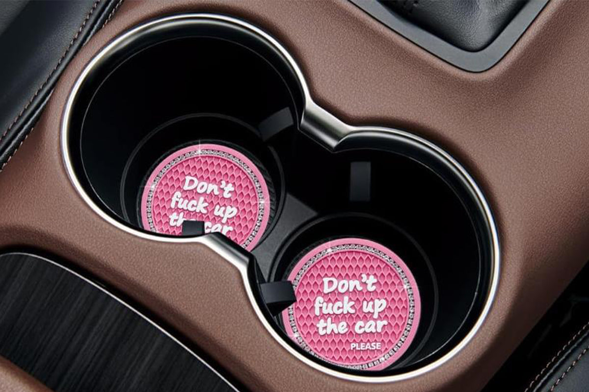 4Pcs Bling Cup Holder Coasters Auto Cup Holder Inserts Anti-Slip for Women Girls -Pink