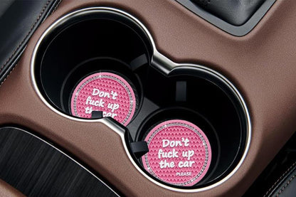 4Pcs Bling Cup Holder Coasters Auto Cup Holder Inserts Anti-Slip for Women Girls -Pink