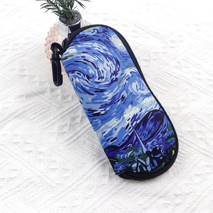 Glasses Case Scratch-Resistant Zipper Sunglasses Pouch for Travel-Blue