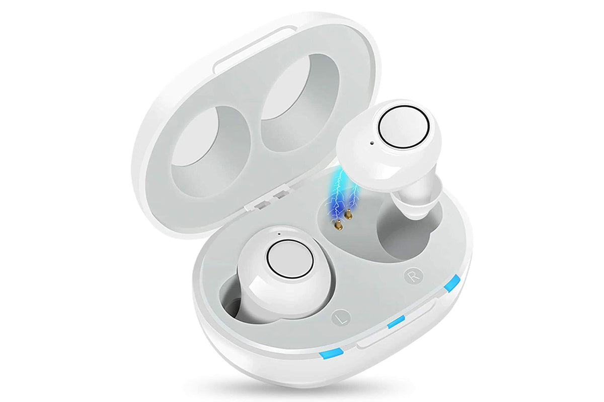 Hearing Aid Invisible Digital In-Ear Enhancer Sound Voice Amplifier Rechargeable-White