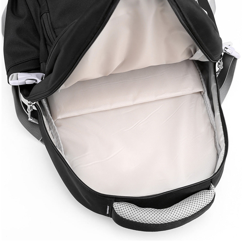 Solid Nylon Backpack Teenage Girls School Shoulder Bag Black