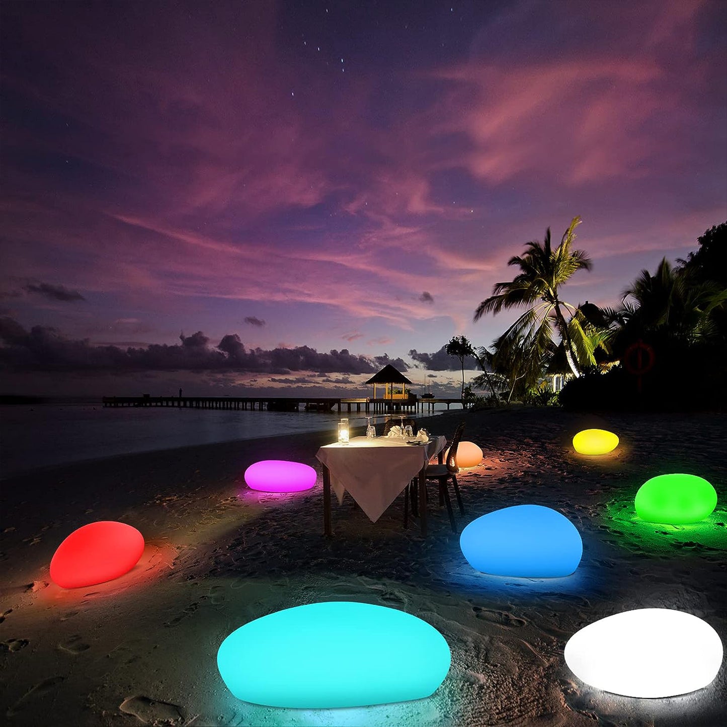 LED Outdoor Solar Stone Light Glow Stone Shape Garden Decor Light