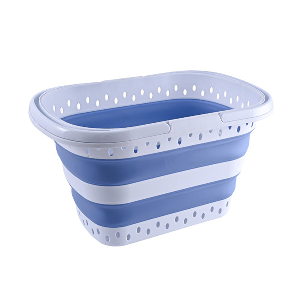 Foldable Collapsible Laundry Basket with Handle for Space Saving Storage-Blue