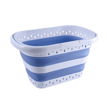 Foldable Collapsible Laundry Basket with Handle for Space Saving Storage-Blue