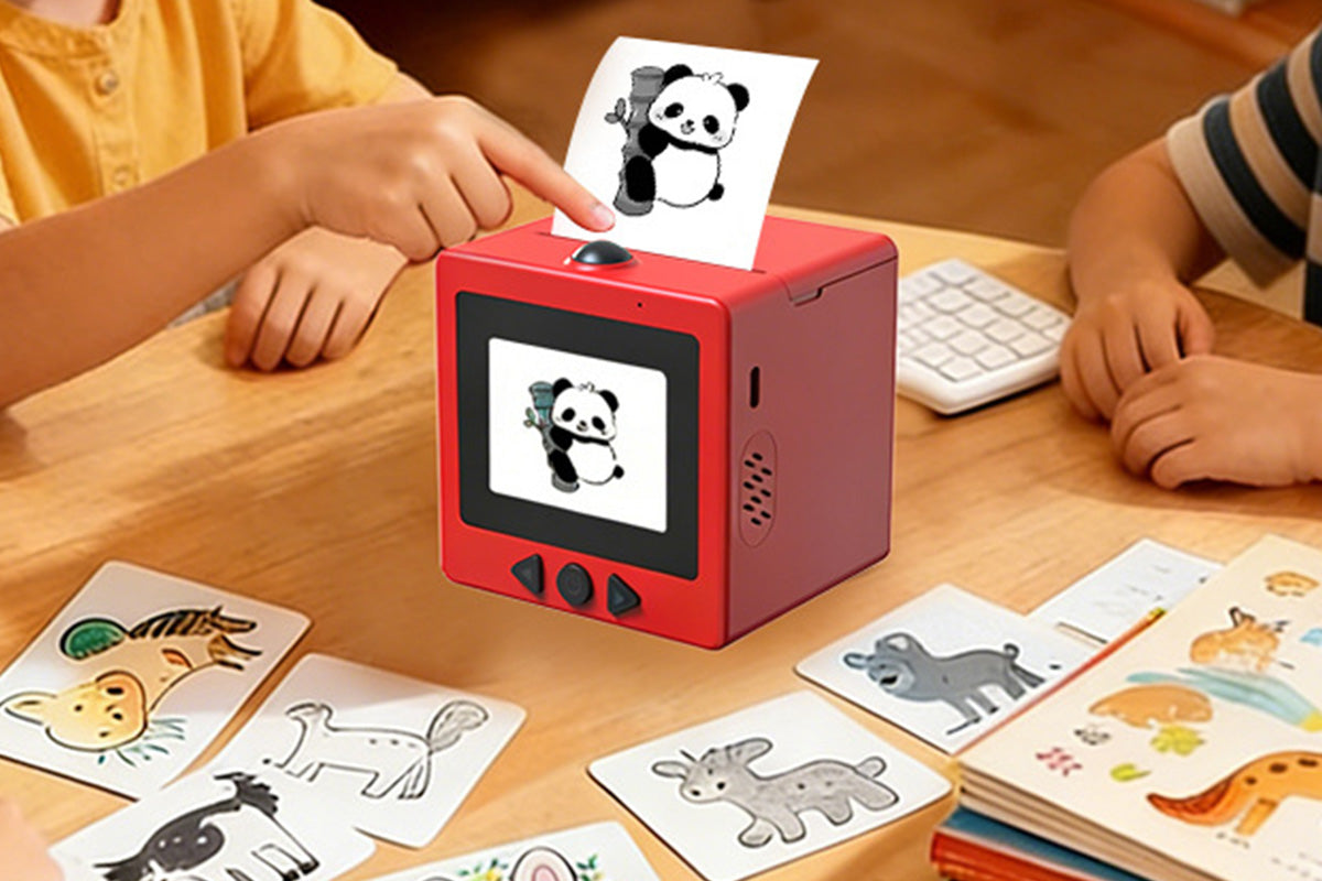 AI Voice Thermal Mini Inkless Sticker Printer with 24in Screen - Red