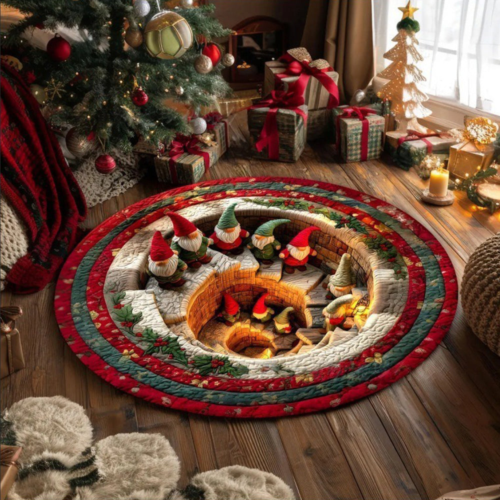 3D Quilted Christmas Polyester Velvet Floor Mat - Gnome