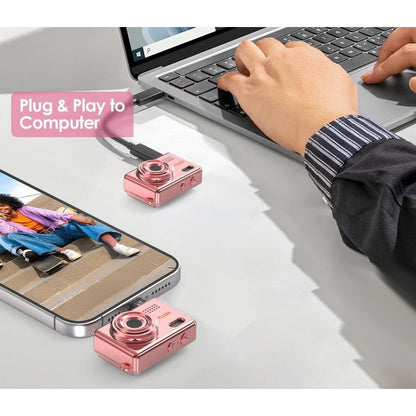 Mini Thumb Digital Camera 2MP Keychain Camera for Vlog and Travel-Pink