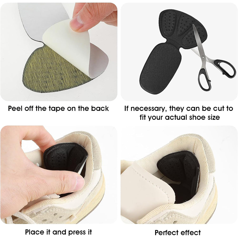 2 Pairs of Back of Heel Cushion Pads Mesh Adhesive Heel Grips Inserts Heel Protectors Black
